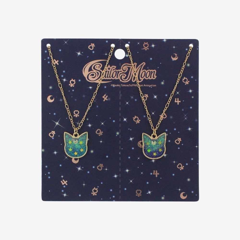 Sailor Moon Luna & Artemis Galaxy Glitter Best Friend Necklace Set Hot Topic